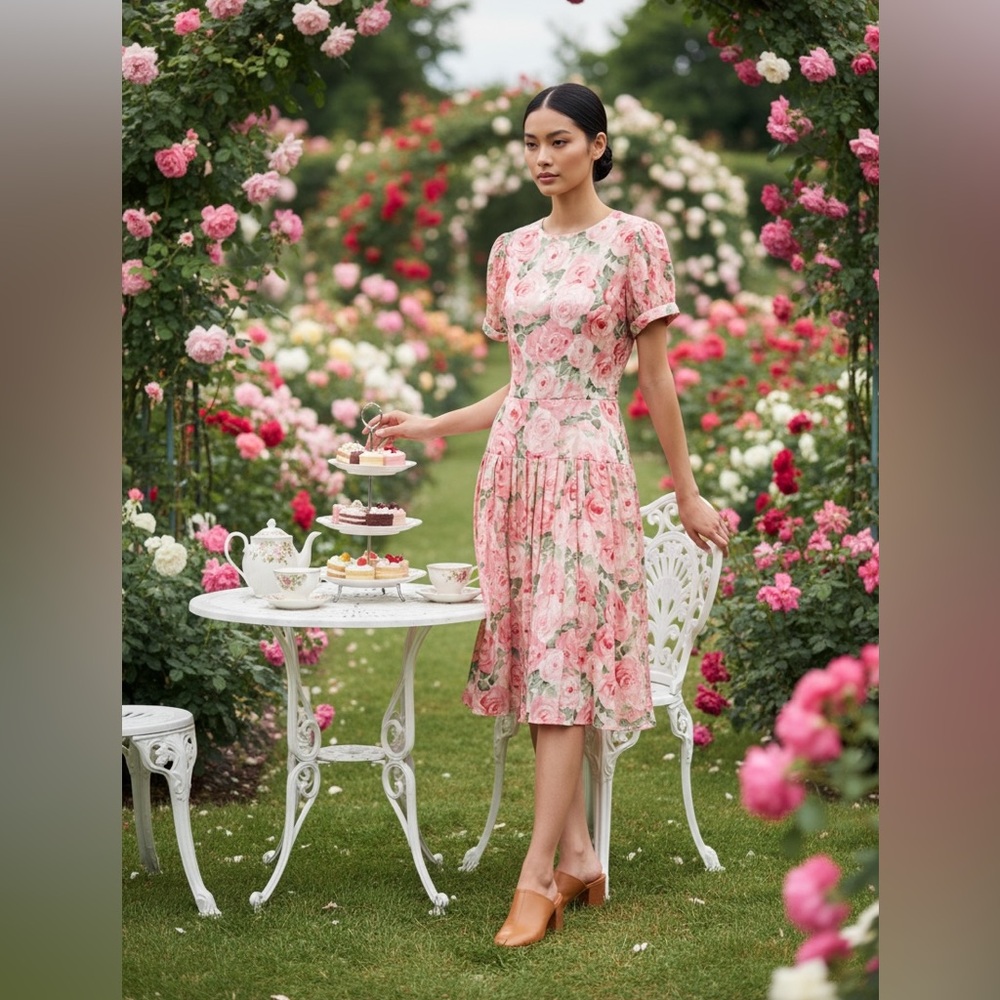 Maggy London Pink Floral Midi Dress